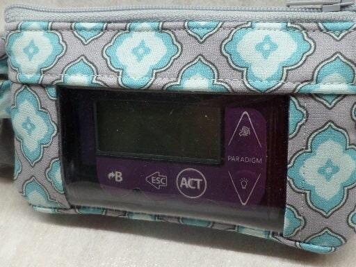 Insulin Pump Pouch/Case With Window by Dazzling Pump Pouches - Mint Grey Quatrefoil - The Useless Pancreas