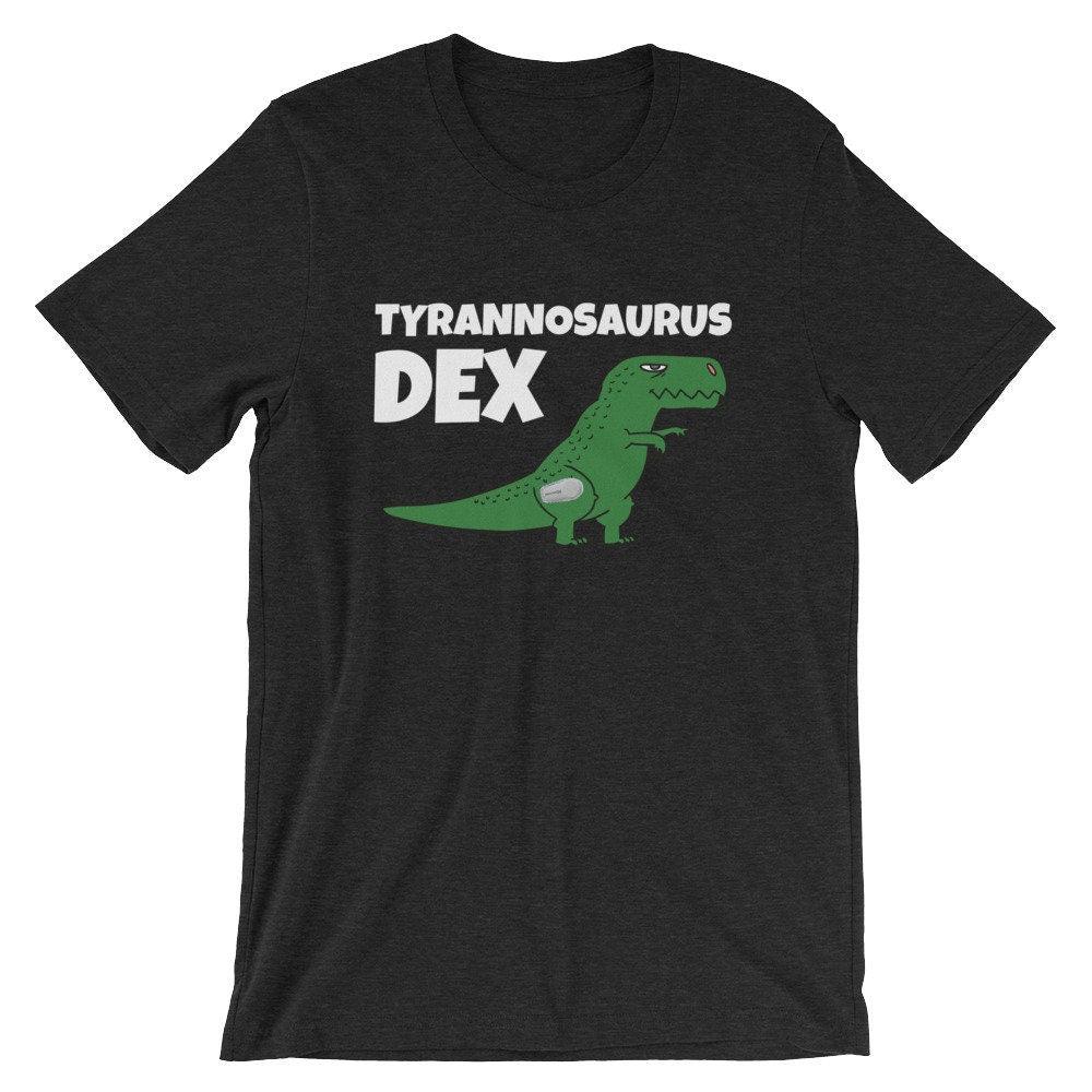 Dia-Be-Tees Tyrannosaurus Dex T-Rex Dexcom Diabetes Short Sleeve Jersey T-Shirt with Tear Away Label - The Useless Pancreas