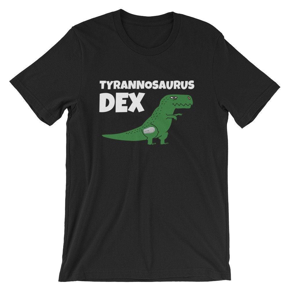 Dia-Be-Tees Tyrannosaurus Dex T-Rex Dexcom Diabetes Short Sleeve Jersey T-Shirt with Tear Away Label - The Useless Pancreas