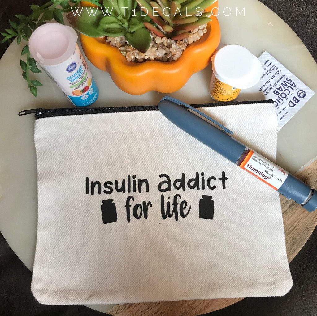 Insulin Addict For Life T1D Supply Canvas Bag - The Useless Pancreas