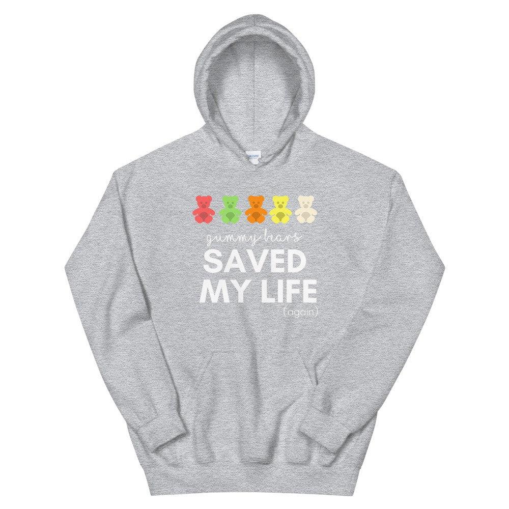 Dia-Be-Tees Gummy Bears Saved my life T1D Hooded Sweatshirt - The Useless Pancreas