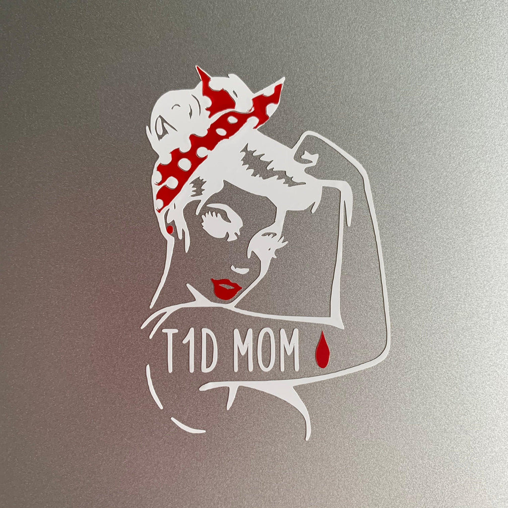 Type 1 Diabetic Rosie the Riveter vinyl decal with phrase choice. T1D laptop decals. - The Useless Pancreas