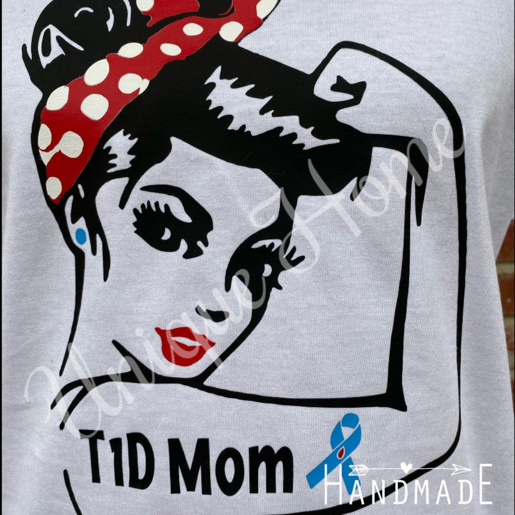 Diabetes T Shirt, Rosie the Riveter, T1D Mom Shirt, Type 1 Diabetes Shirt, T1D Awareness Shirts, Diabetes Awareness Month, - The Useless Pancreas