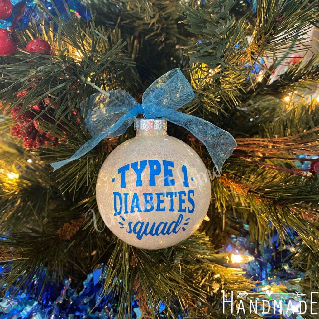 Diabetes Ornament, Type 1 Diabetes Ornament, Awareness Ornament, Type 1 Diabetes Squad Ornaments, White Ornaments, Autoimmune, T1D Gifts - The Useless Pancreas
