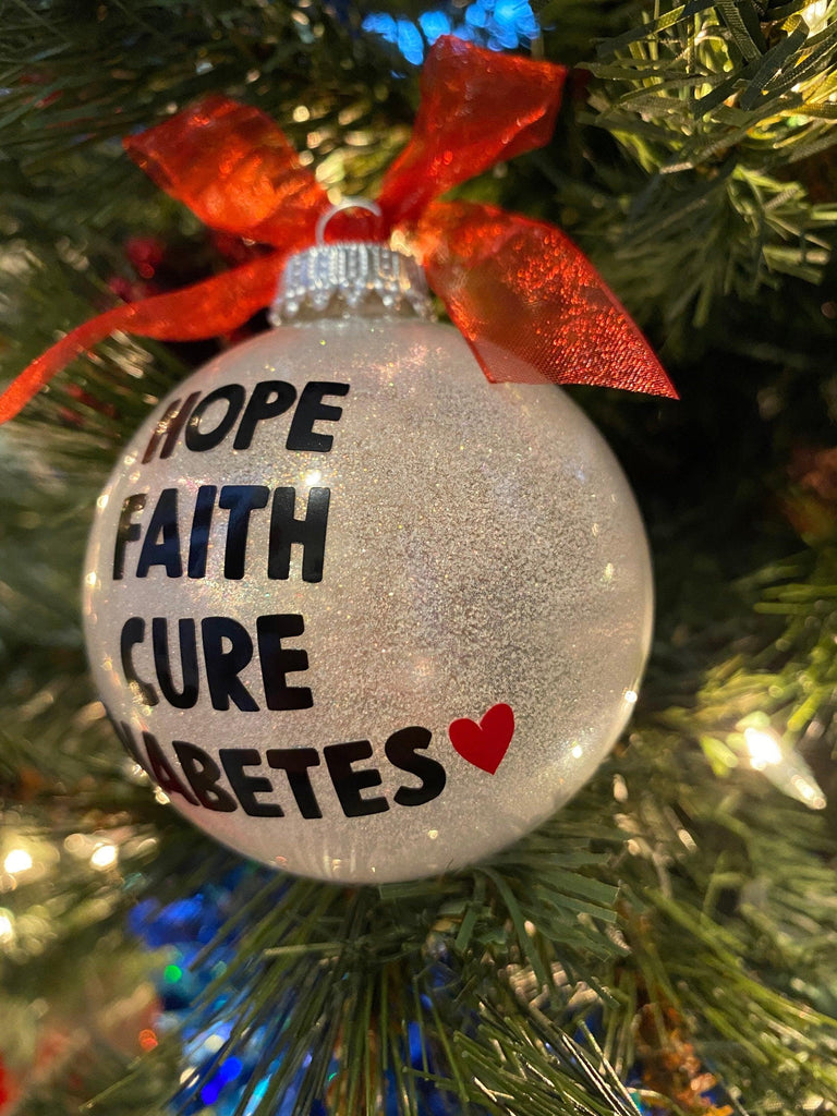 Diabetes Ornament, Hope Faith Cure Diabetes, Type 1 Warrior Ornaments, Positive Affirmation Ornaments, Autoimmune, T1D Gifts, T1D Gifts - The Useless Pancreas