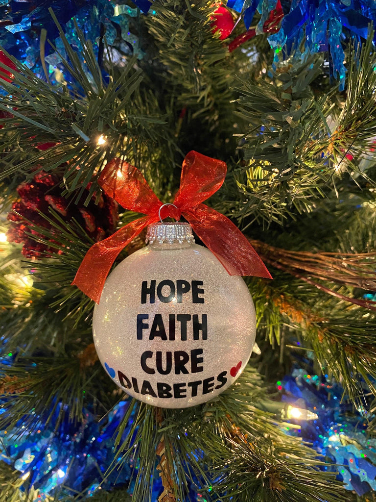 Diabetes Ornament, Hope Faith Cure Diabetes, Type 1 Warrior Ornaments, Positive Affirmation Ornaments, Autoimmune, T1D Gifts, T1D Gifts - The Useless Pancreas