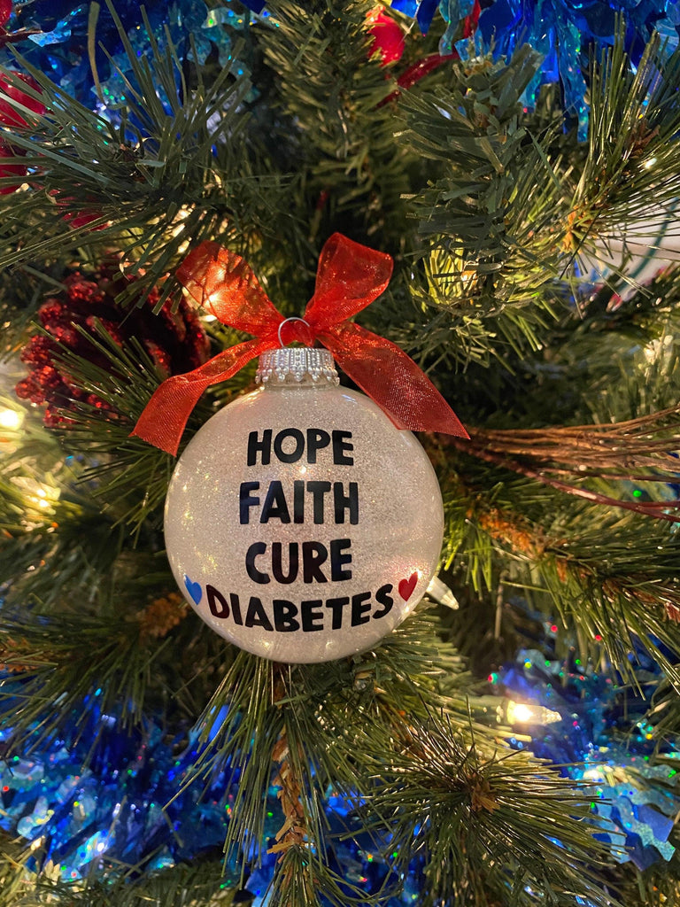 Diabetes Ornament, Hope Faith Cure Diabetes, Type 1 Warrior Ornaments, Positive Affirmation Ornaments, Autoimmune, T1D Gifts, T1D Gifts - The Useless Pancreas