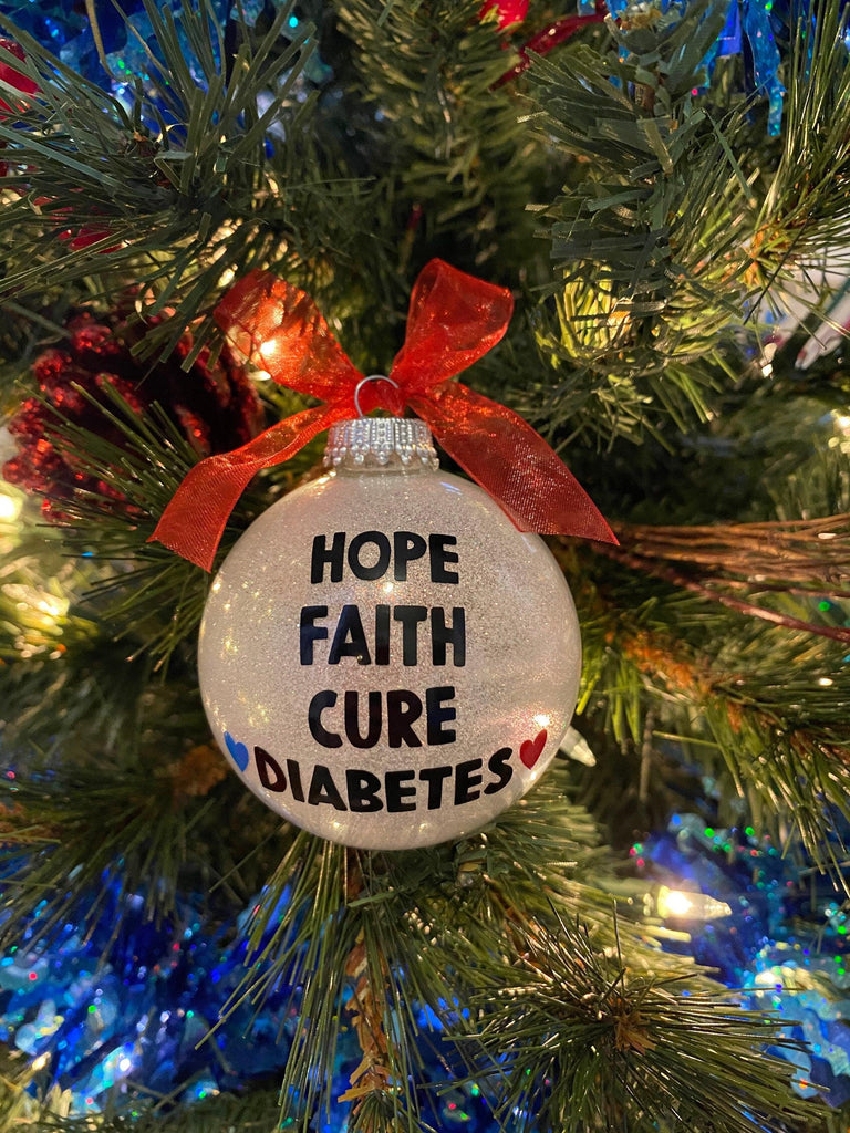 Diabetes Ornament, Hope Faith Cure Diabetes, Type 1 Warrior Ornaments, Positive Affirmation Ornaments, Autoimmune, T1D Gifts, T1D Gifts - The Useless Pancreas