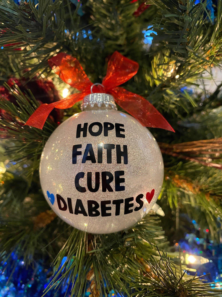 Diabetes Ornament, Hope Faith Cure Diabetes, Type 1 Warrior Ornaments, Positive Affirmation Ornaments, Autoimmune, T1D Gifts, T1D Gifts - The Useless Pancreas