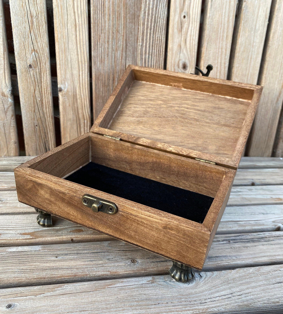 Positive affirmation wood keepsake box. Blue on blue warrior jewelry box. - The Useless Pancreas