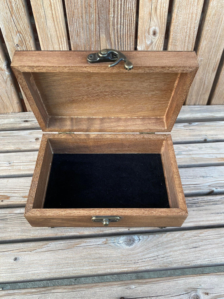 Positive affirmation wood keepsake box. Blue on blue warrior jewelry box. - The Useless Pancreas