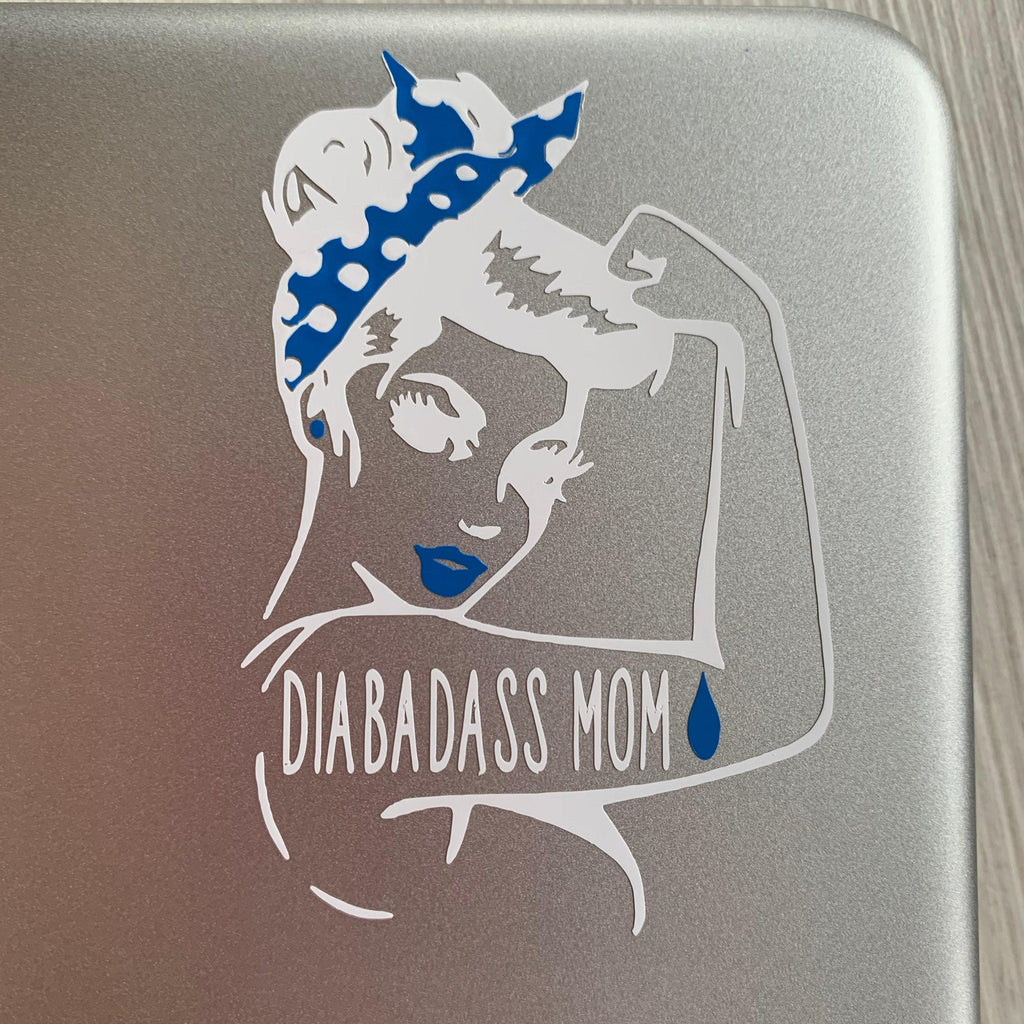 Type 1 Diabetic Rosie the Riveter vinyl decal with phrase choice. T1D laptop decals. - The Useless Pancreas