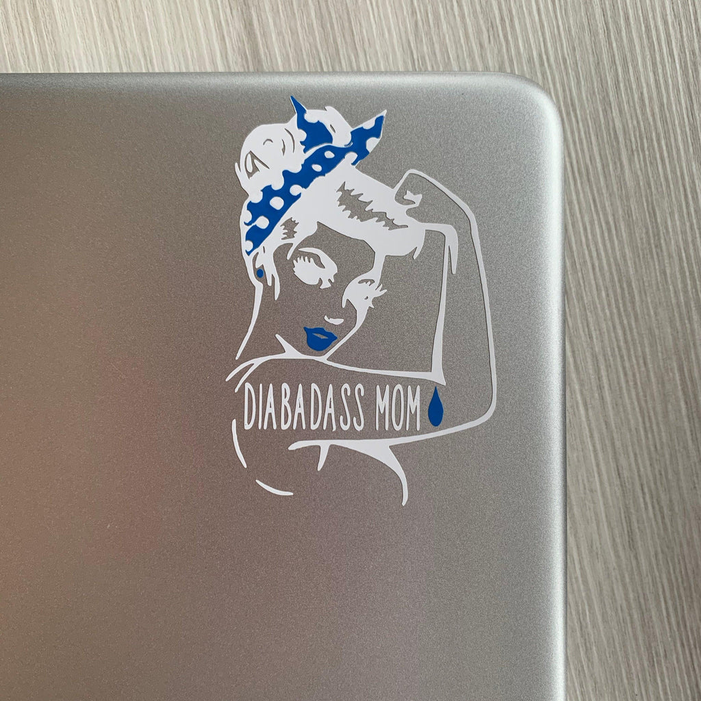 Type 1 Diabetic Rosie the Riveter vinyl decal with phrase choice. T1D laptop decals. - The Useless Pancreas