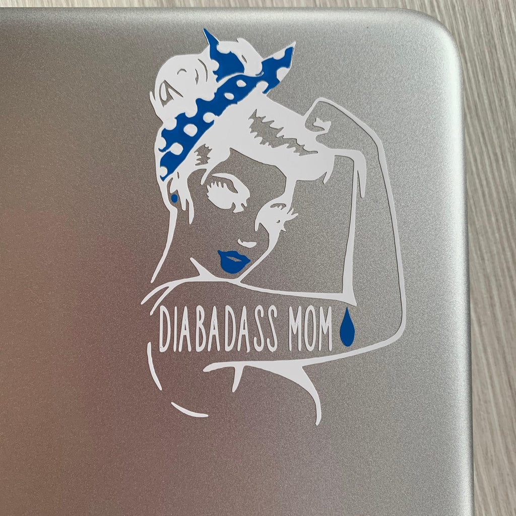 Type 1 Diabetic Rosie the Riveter vinyl decal with phrase choice. T1D laptop decals. - The Useless Pancreas