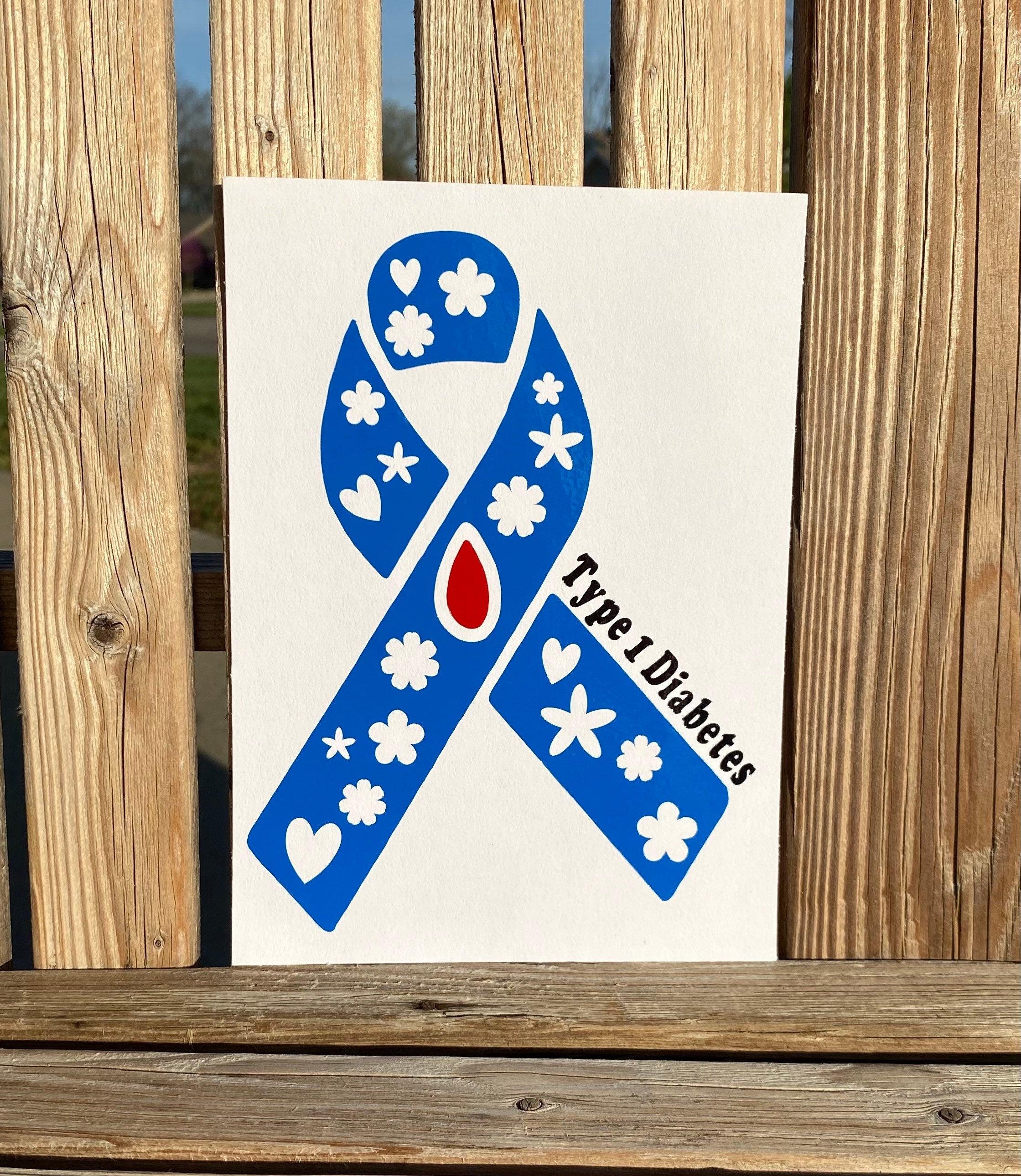 Type 1 Diabetes Awareness Ribbon Decal, Car Vinyl Decal, Blue Ribbon D ...