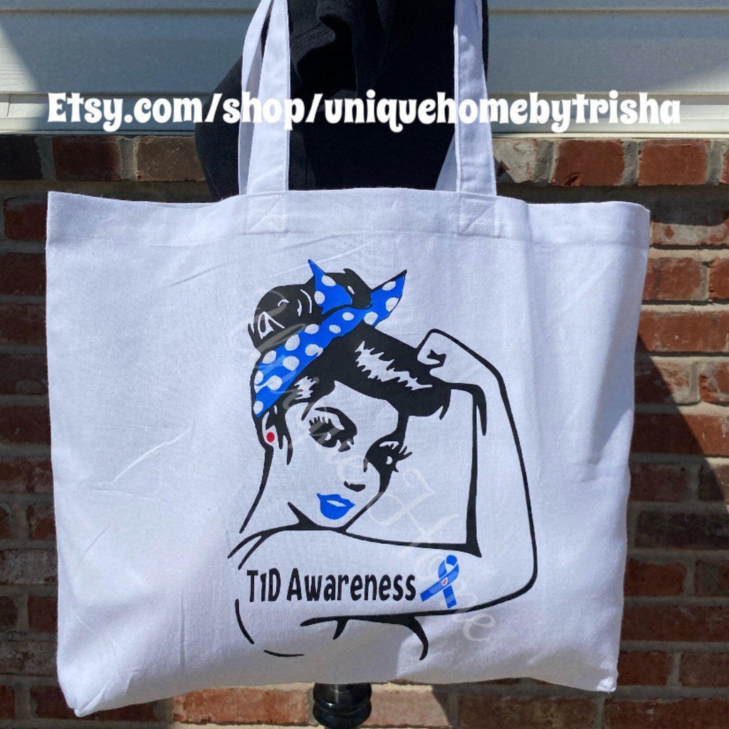 Type 1 Diabetes Awareness Tote Bag, Diabetes Gift, Diaversary Gift, T1D Mom, T1D Nana, Reuseable Bag, Diabetes Awareness, Mothers Day Gift - The Useless Pancreas