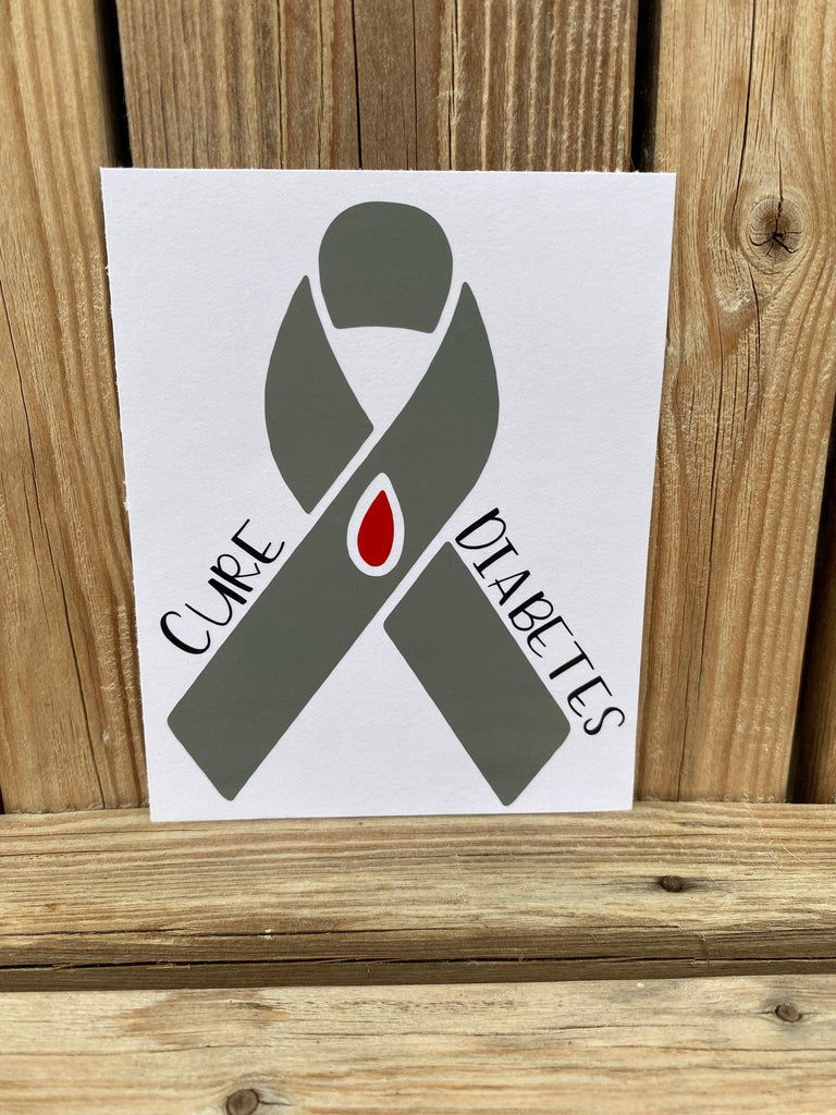 Diabetes Awareness Ribbon Decal, Type 2 Diabetes, Type 1 Diabetes, Diabetes Decals, T1D, T2D, Cure Diabetes Awareness Ribbon, Warrior Decal - The Useless Pancreas