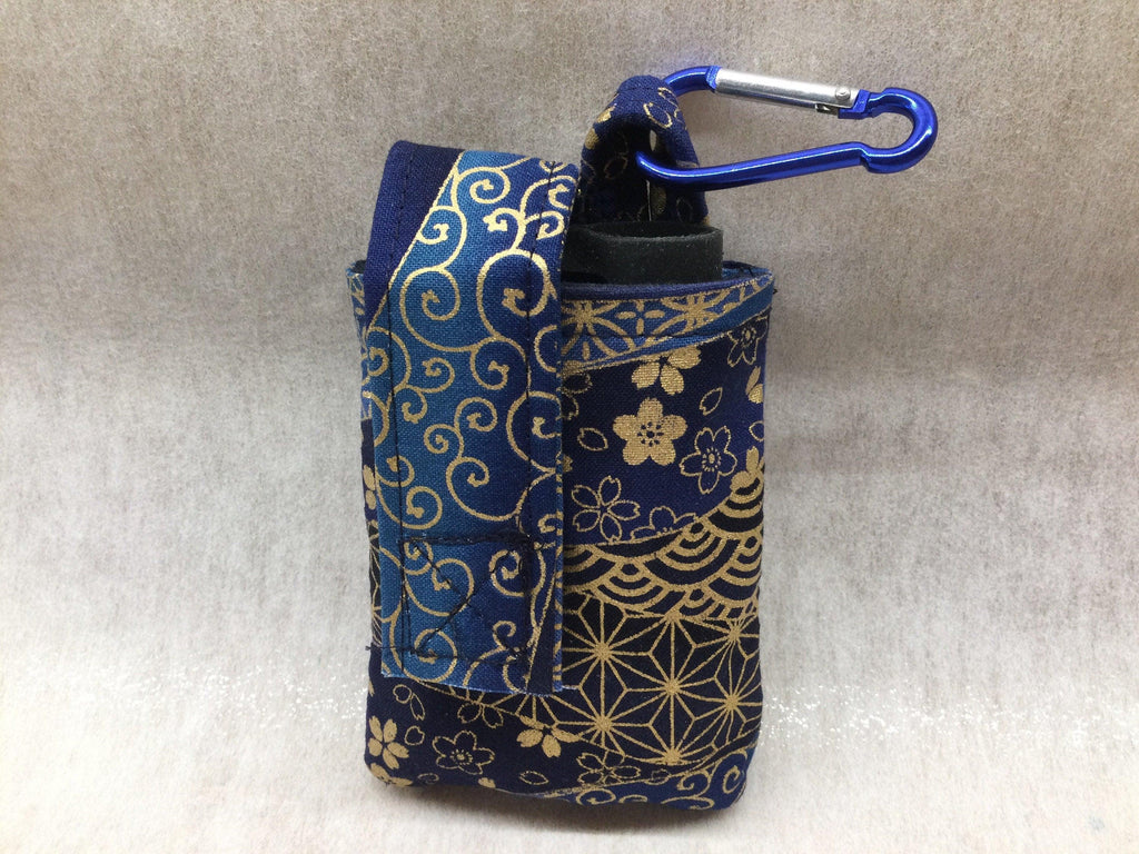 Vertical Insulin Pump Pouch/Case by Dazzling Pump Pouches - Blue & Metallic Gold (includes carabiner clip) - The Useless Pancreas