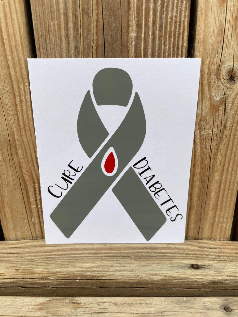 Diabetes Awareness Ribbon Decal, Type 2 Diabetes, Type 1 Diabetes, Diabetes Decals, T1D, T2D, Cure Diabetes Awareness Ribbon, Warrior Decal - The Useless Pancreas