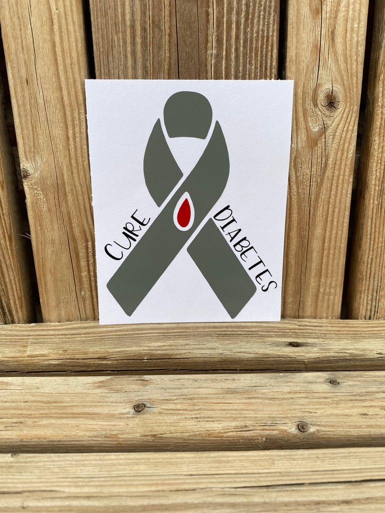 Diabetes Awareness Ribbon Decal, Type 2 Diabetes, Type 1 Diabetes, Diabetes Decals, T1D, T2D, Cure Diabetes Awareness Ribbon, Warrior Decal - The Useless Pancreas