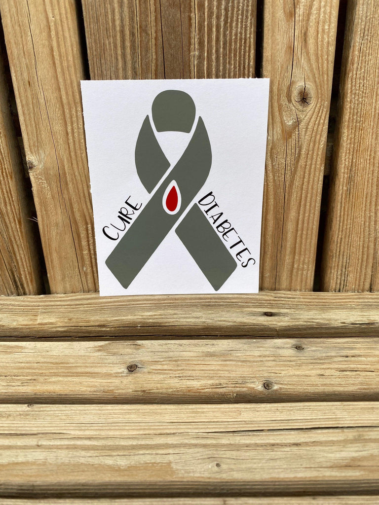 Diabetes Awareness Ribbon Decal, Type 2 Diabetes, Type 1 Diabetes, Diabetes Decals, T1D, T2D, Cure Diabetes Awareness Ribbon, Warrior Decal - The Useless Pancreas