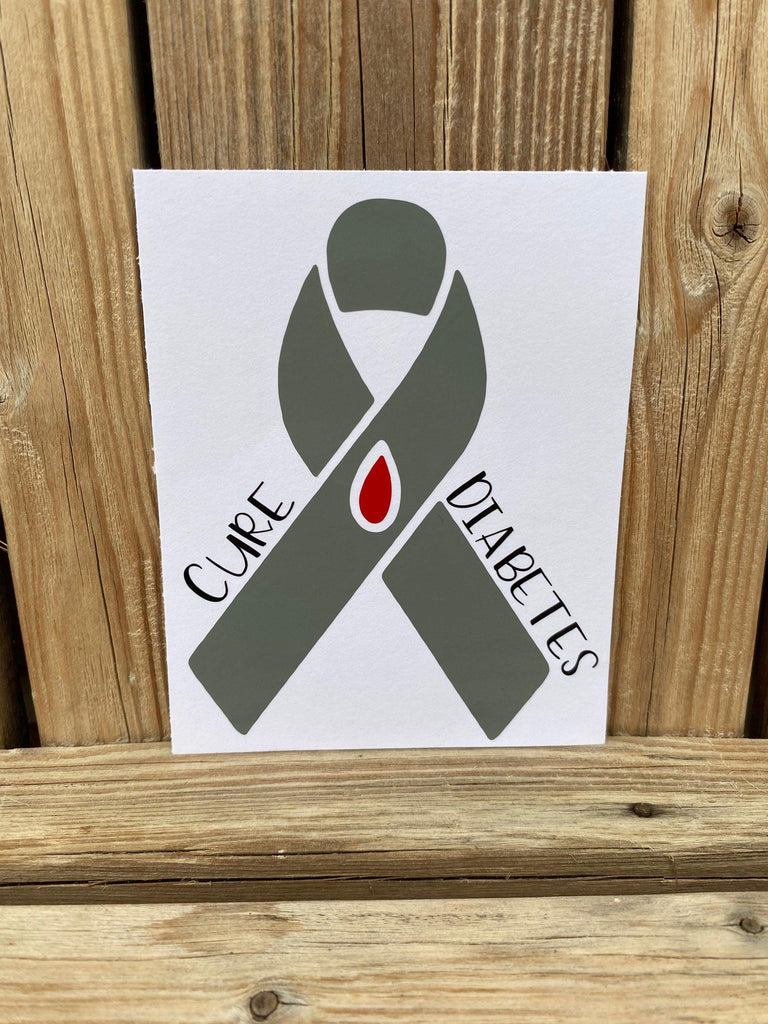 Diabetes Awareness Ribbon Decal, Type 2 Diabetes, Type 1 Diabetes, Diabetes Decals, T1D, T2D, Cure Diabetes Awareness Ribbon, Warrior Decal - The Useless Pancreas