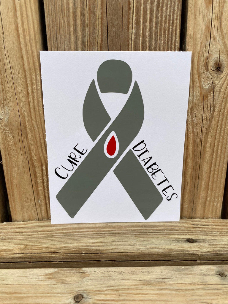 Diabetes Awareness Ribbon Decal, Type 2 Diabetes, Type 1 Diabetes, Diabetes Decals, T1D, T2D, Cure Diabetes Awareness Ribbon, Warrior Decal - The Useless Pancreas