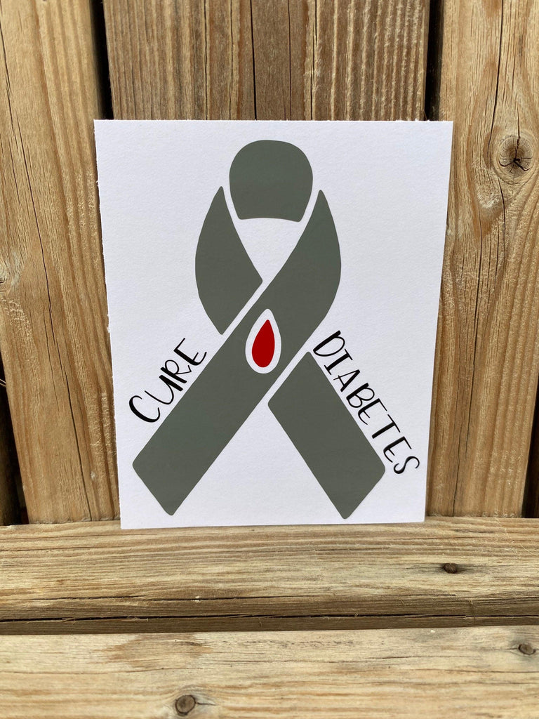 Diabetes Awareness Ribbon Decal, Type 2 Diabetes, Type 1 Diabetes, Diabetes Decals, T1D, T2D, Cure Diabetes Awareness Ribbon, Warrior Decal - The Useless Pancreas