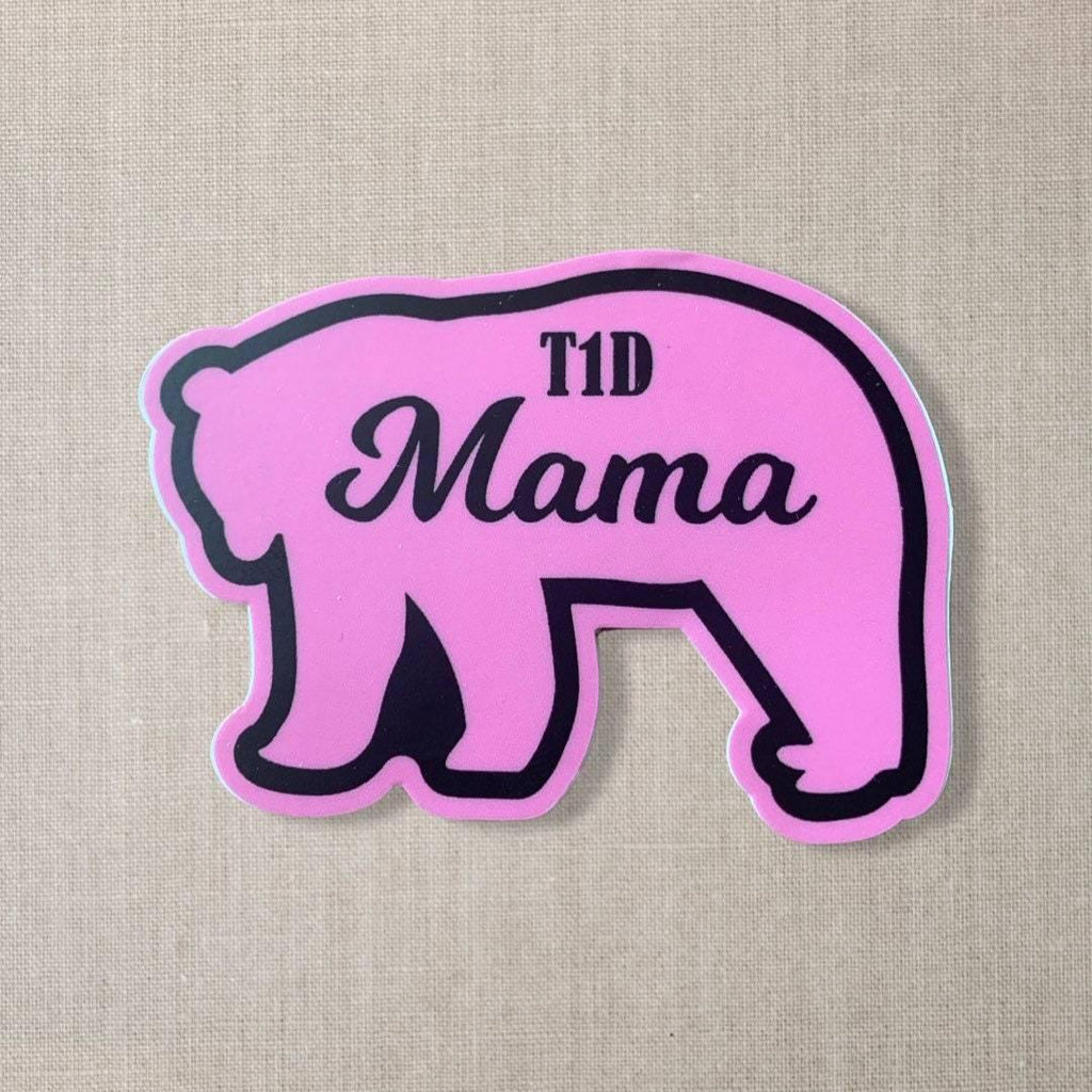 Hot Pink T1D Mama Bear Sticker - The Useless Pancreas