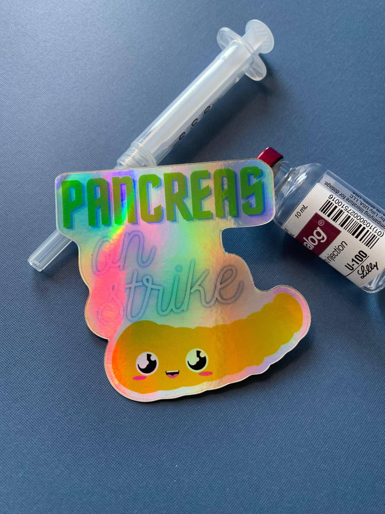 Pancreas On Strike Holographic Sticker - The Useless Pancreas