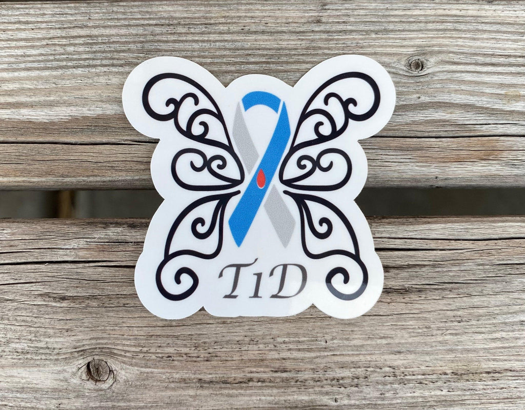 T1D Awareness Sticker, T1D Butterfly Sticker, Type 1 Diabetes Sticker, T1D Awareness Ribbon Sticker w Blood Drop, Planner Stickers, Journal - The Useless Pancreas