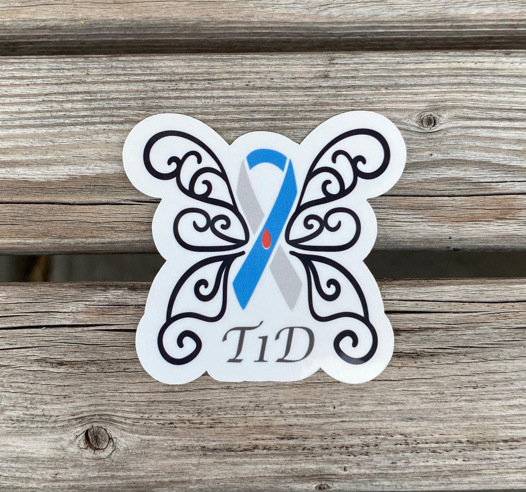 T1D Awareness Sticker, T1D Butterfly Sticker, Type 1 Diabetes Sticker, T1D Awareness Ribbon Sticker w Blood Drop, Planner Stickers, Journal - The Useless Pancreas