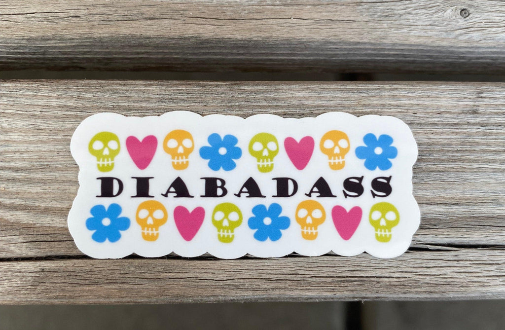 Diabadass Sticker, Type 1 Diabetes Sticker, Skull Sticker, T1D Strong Stickers, Flowers and Hearts Sticker, Diabetes Sticker, Laptop Sticker - The Useless Pancreas