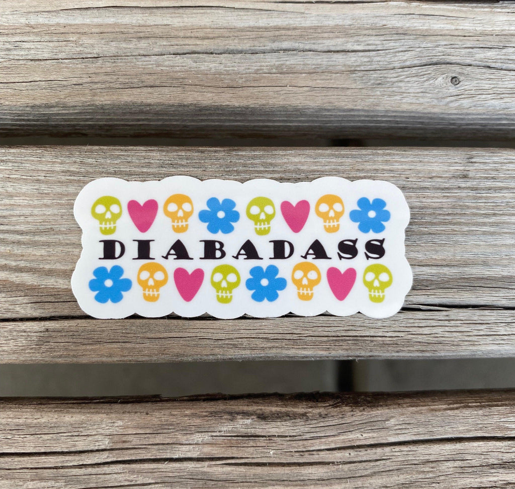 Diabadass Sticker, Type 1 Diabetes Sticker, Skull Sticker, T1D Strong Stickers, Flowers and Hearts Sticker, Diabetes Sticker, Laptop Sticker - The Useless Pancreas