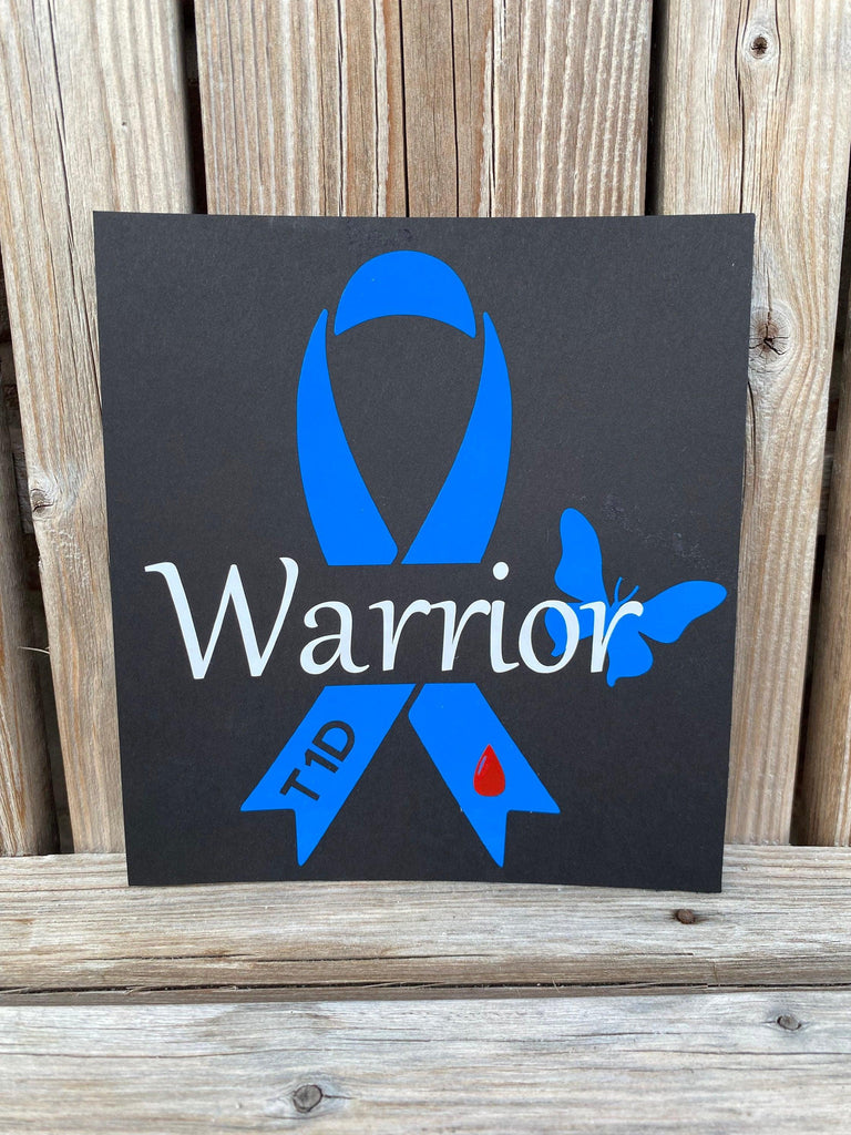 T1D Warrior Ribbon Car Vinyl Decal, Type 1 Diabetes Warrior Ribbon Decal, Awareness Ribbon Car Decal, Type One Decal, Blood Drop Decal, T1D - The Useless Pancreas