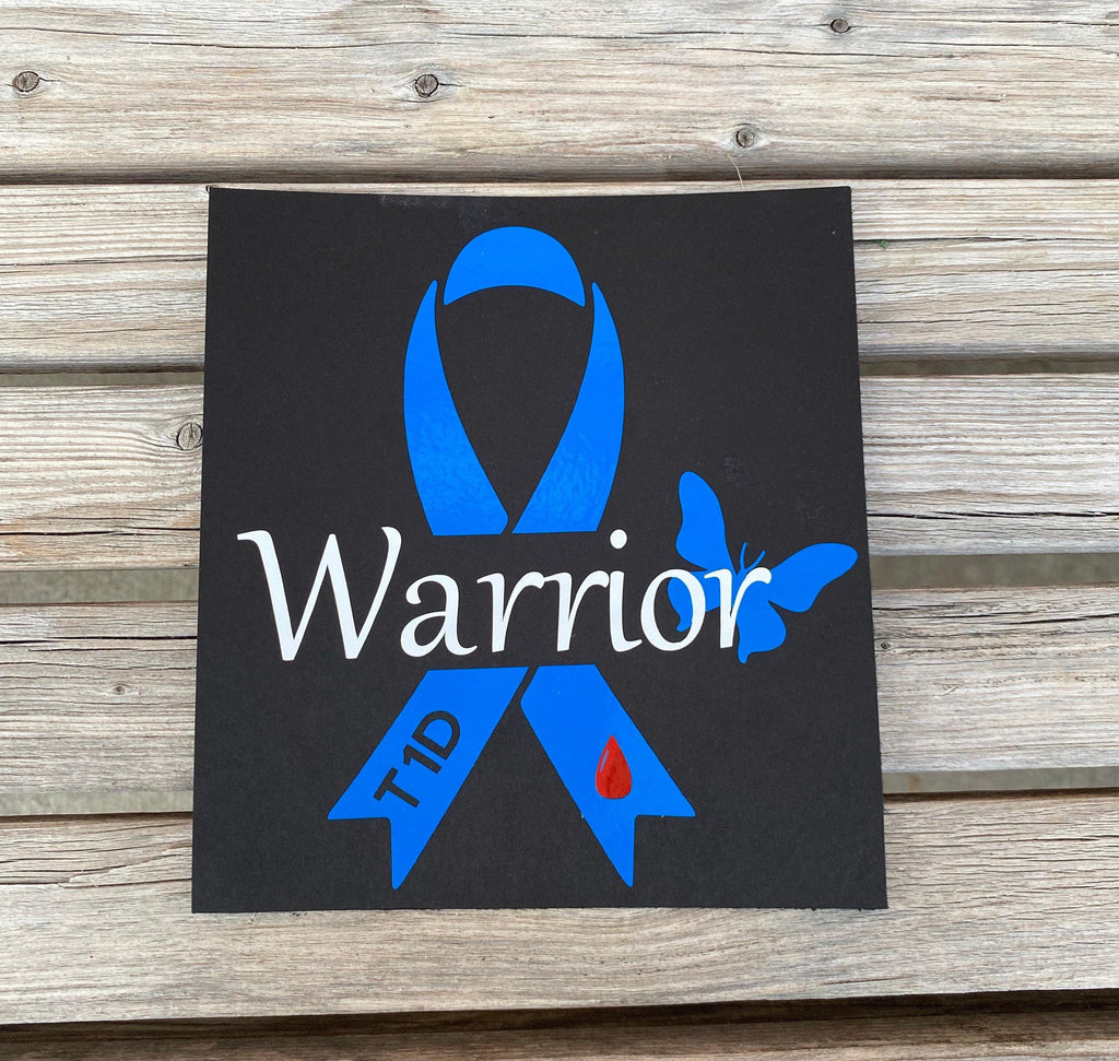 T1D Warrior Ribbon Car Vinyl Decal, Type 1 Diabetes Warrior Ribbon Decal, Awareness Ribbon Car Decal, Type One Decal, Blood Drop Decal, T1D - The Useless Pancreas