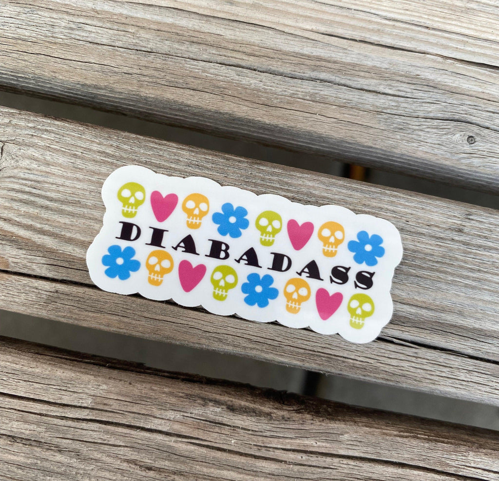 Diabadass Sticker, Type 1 Diabetes Sticker, Skull Sticker, T1D Strong Stickers, Flowers and Hearts Sticker, Diabetes Sticker, Laptop Sticker - The Useless Pancreas
