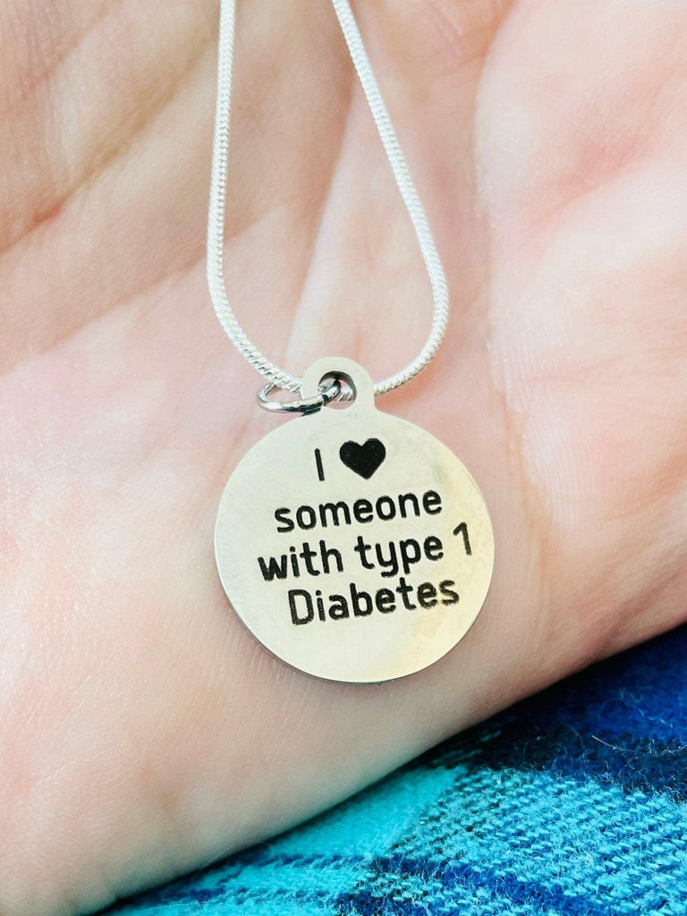 Diabetes Awareness Single Charm Necklace - "I love someone with type 1 diabetes" - The Useless Pancreas