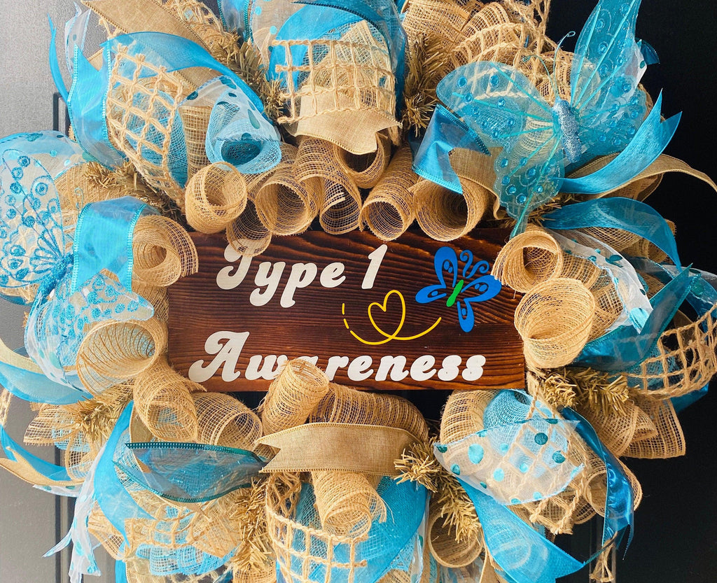 Type 1 Awareness Wreath, T1D Awareness Wreath, Diabetes Door Decor, Type Onederful Wreath, Diaversary Gift, Butterfly Awareness Wreath, Warr - The Useless Pancreas