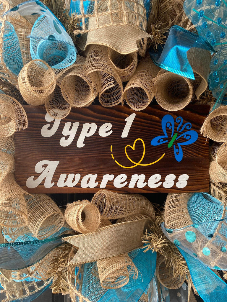 Type 1 Awareness Wreath, T1D Awareness Wreath, Diabetes Door Decor, Type Onederful Wreath, Diaversary Gift, Butterfly Awareness Wreath, Warr - The Useless Pancreas