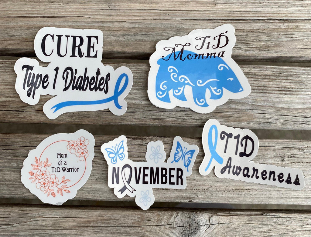 Mom of a T1D sticker pack. Type 1 momma bear device sticker pack. - The Useless Pancreas