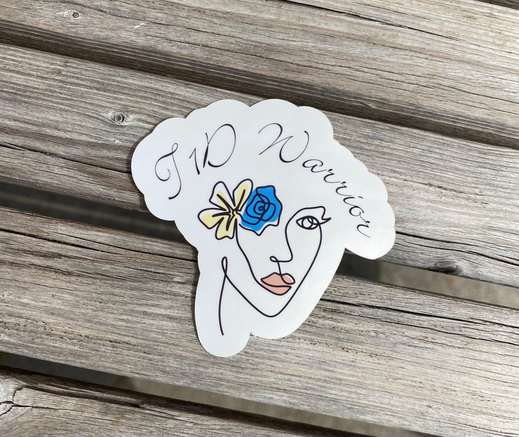 T1D Boho Warrior sticker with blue flower. Elegant laptop stickers. - The Useless Pancreas