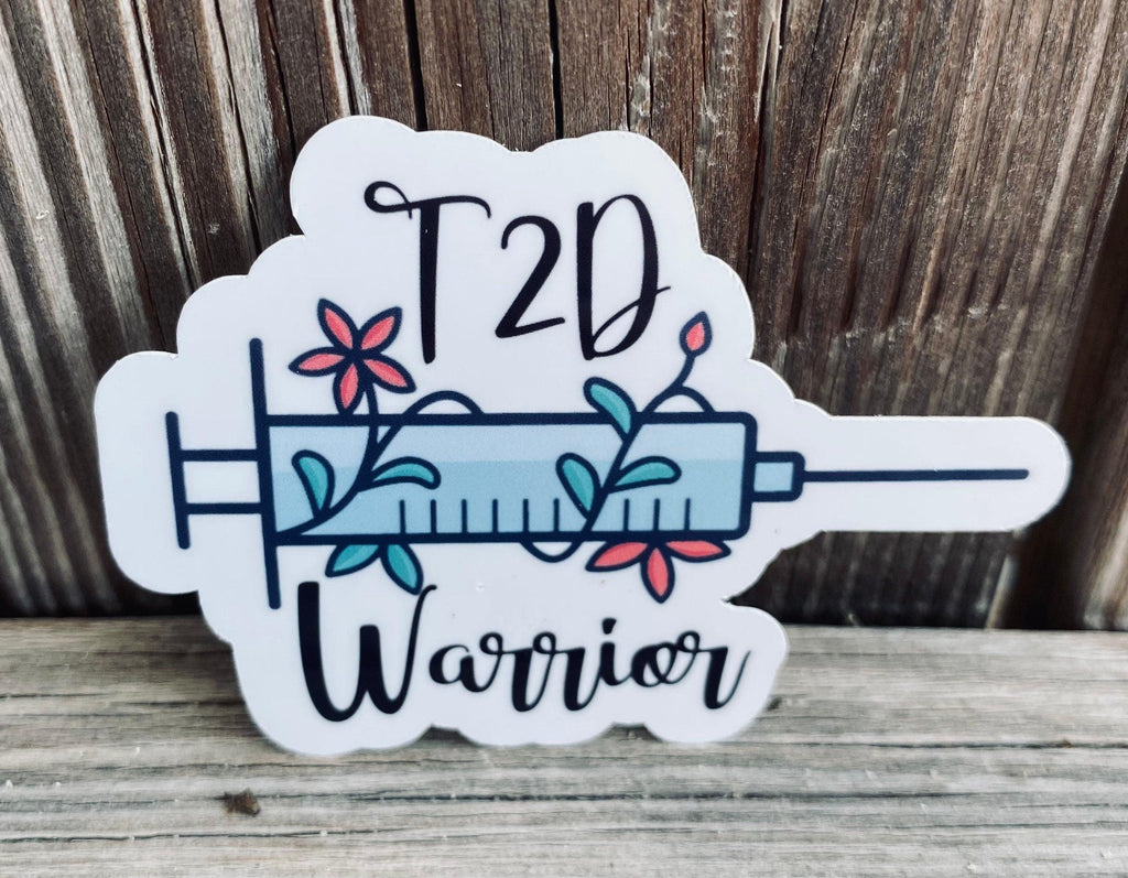 T1D|T2D Warrior Sticker with Rock N Roll Inspired Insulin Needle. Diabetic Stickers. - The Useless Pancreas