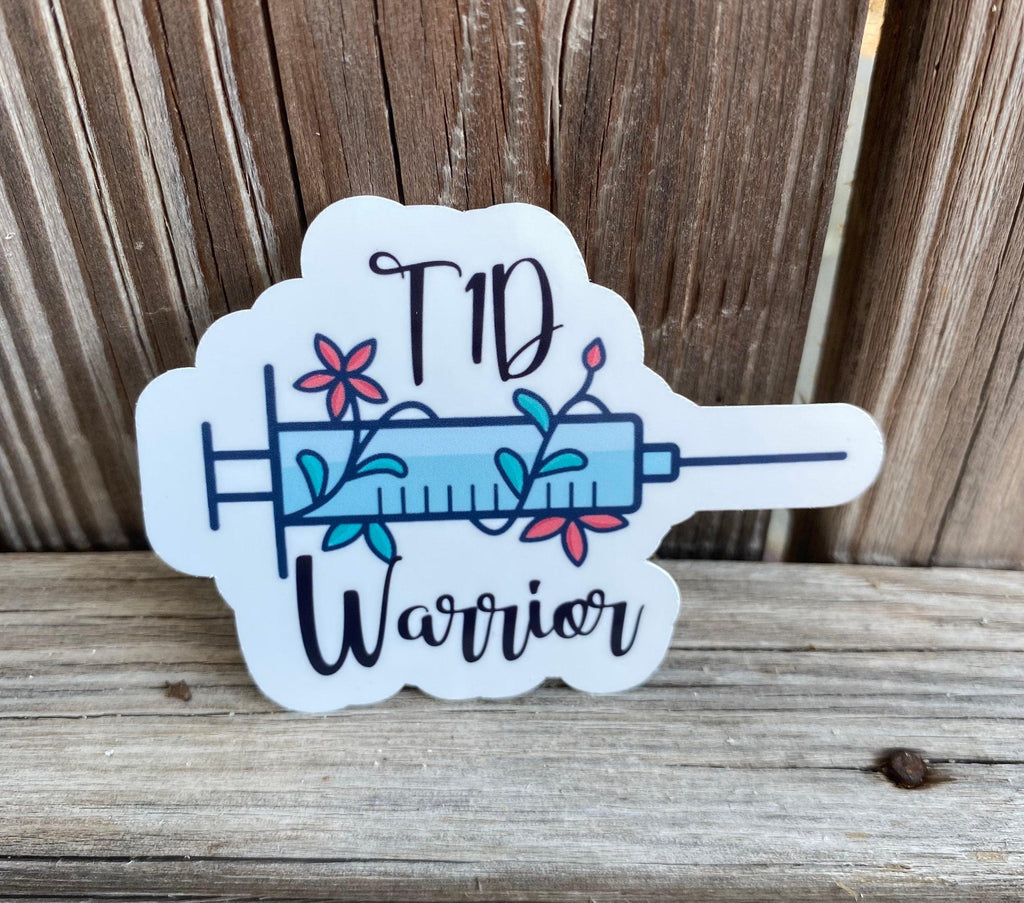 T1D|T2D Warrior Sticker with Rock N Roll Inspired Insulin Needle. Diabetic Stickers. - The Useless Pancreas