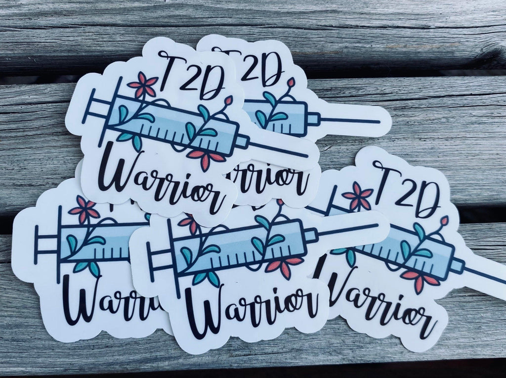 T1D|T2D Warrior Sticker with Rock N Roll Inspired Insulin Needle. Diabetic Stickers. - The Useless Pancreas