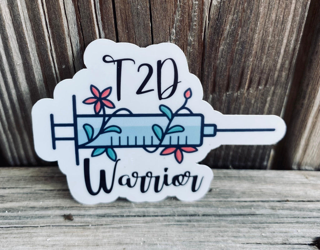 T1D|T2D Warrior Sticker with Rock N Roll Inspired Insulin Needle. Diabetic Stickers. - The Useless Pancreas