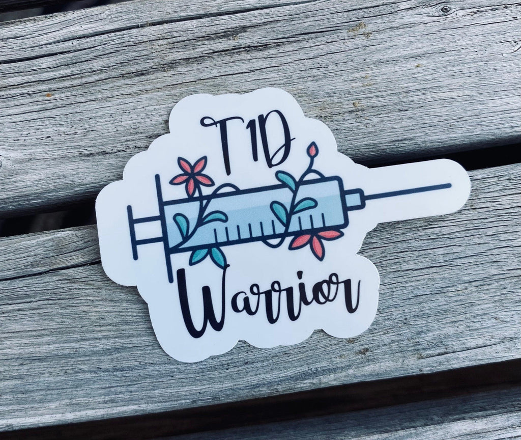 T1D|T2D Warrior Sticker with Rock N Roll Inspired Insulin Needle. Diabetic Stickers. - The Useless Pancreas