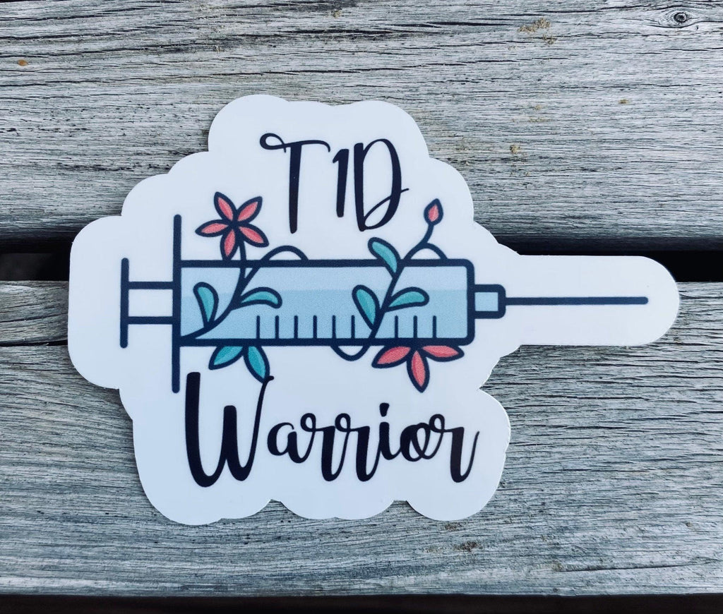 T1D|T2D Warrior Sticker with Rock N Roll Inspired Insulin Needle. Diabetic Stickers. - The Useless Pancreas