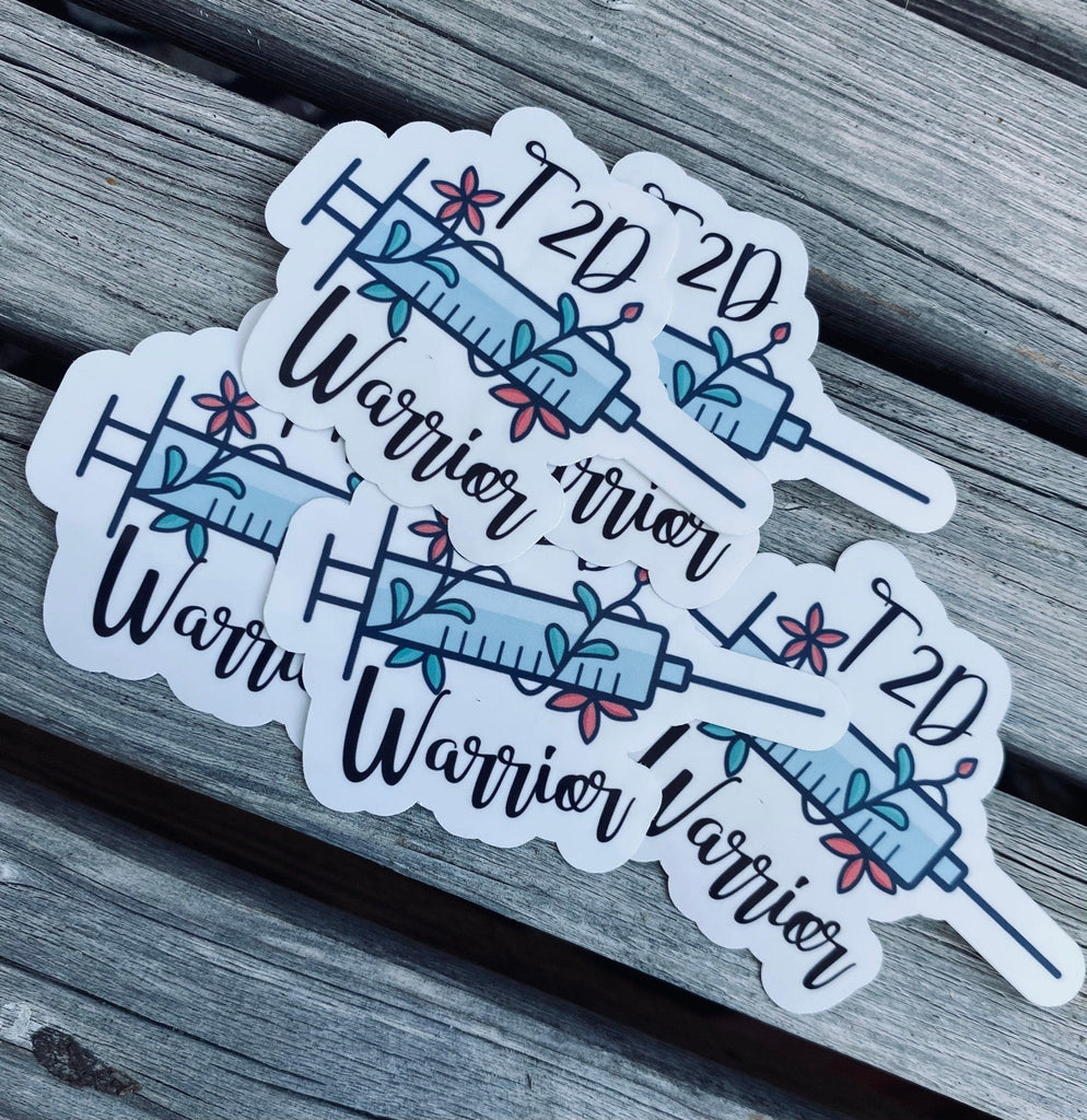T1D|T2D Warrior Sticker with Rock N Roll Inspired Insulin Needle. Diabetic Stickers. - The Useless Pancreas