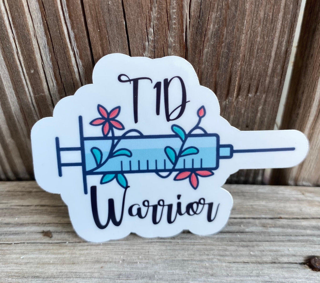 T1D|T2D Warrior Sticker with Rock N Roll Inspired Insulin Needle. Diabetic Stickers. - The Useless Pancreas